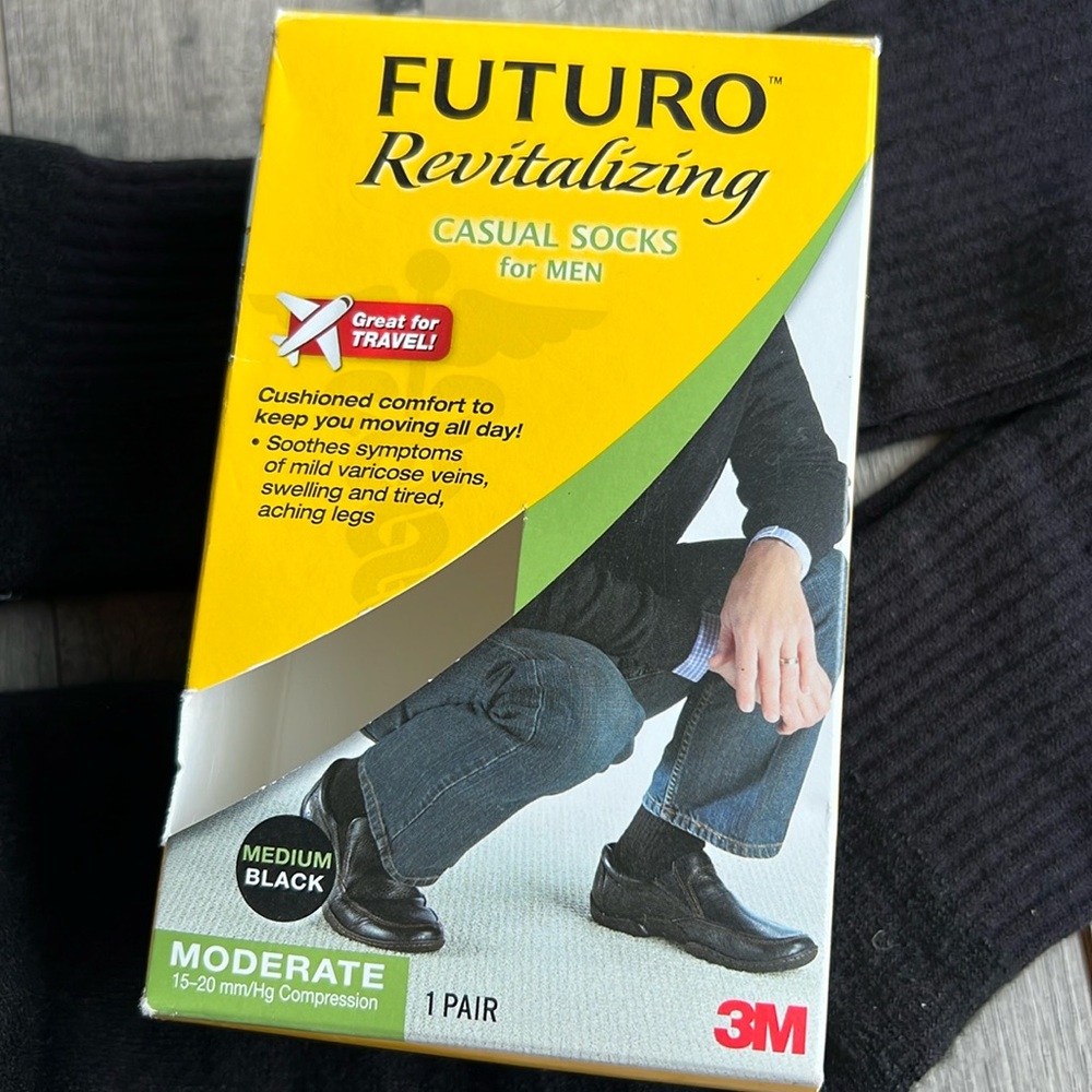 Revitalizing casual crew socks for men medium black moderate compression 2 pair